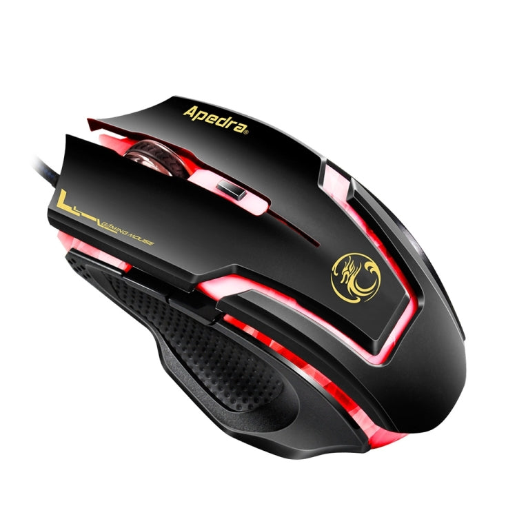 Apedra iMICE A9 Mouse da gioco ad alta precisione LED Luce respiratoria controllata a quattro colori USB 6 pulsanti Mouse da gioco ottico cablato 3200 DPI per computer PC portatile, iMICE A9