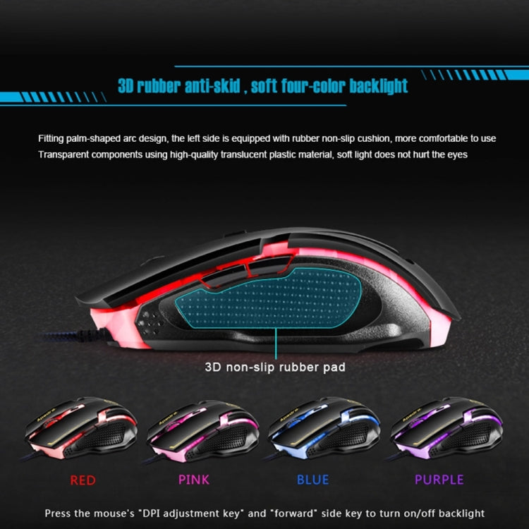 Apedra iMICE A9 Mouse da gioco ad alta precisione LED Luce respiratoria controllata a quattro colori USB 6 pulsanti Mouse da gioco ottico cablato 3200 DPI per computer PC portatile, iMICE A9