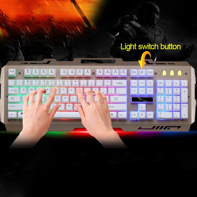 Tastiera da gioco ZGB G700 104 tasti USB cablata meccanica con sospensione a pannello metallico luminoso con supporto per telefono