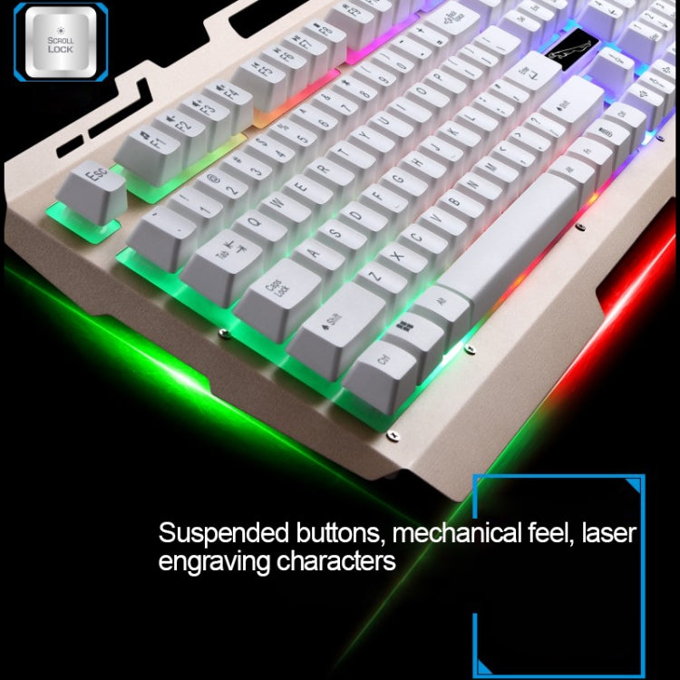 Tastiera da gioco ZGB G700 104 tasti USB cablata meccanica con sospensione a pannello metallico luminoso con supporto per telefono