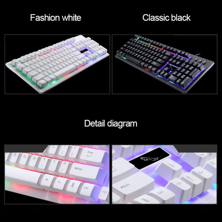 ZGB G20 1600 DPI Tastiera a sospensione meccanica professionale cablata luminosa + kit mouse ottico per laptop, PC