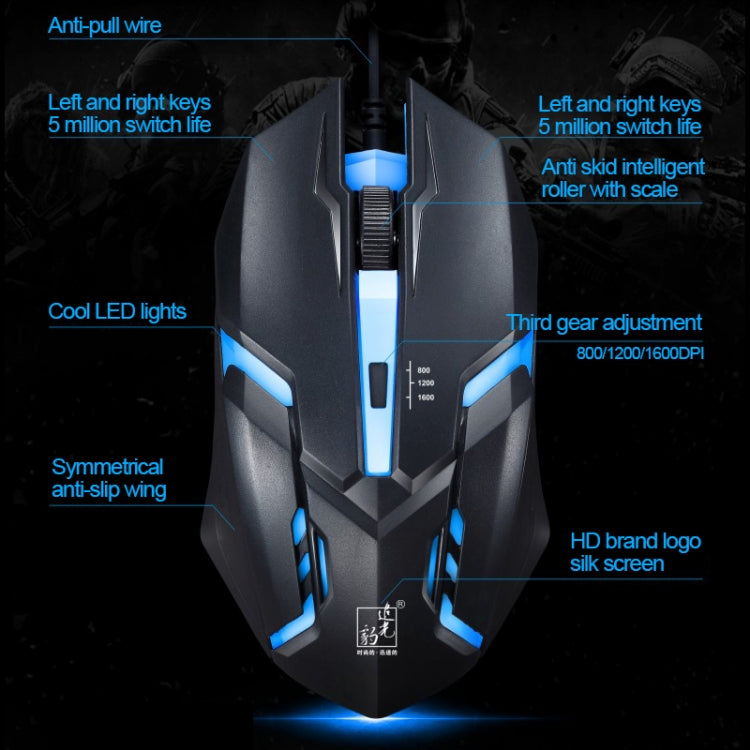 ZGB G20 1600 DPI Tastiera a sospensione meccanica professionale cablata luminosa + kit mouse ottico per laptop, PC