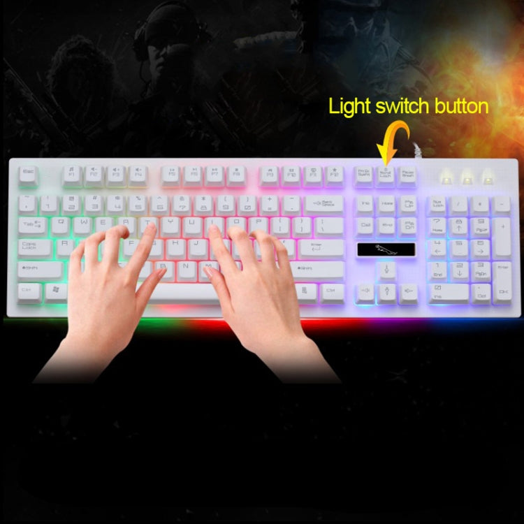 ZGB G20 1600 DPI Tastiera a sospensione meccanica professionale cablata luminosa + kit mouse ottico per laptop, PC