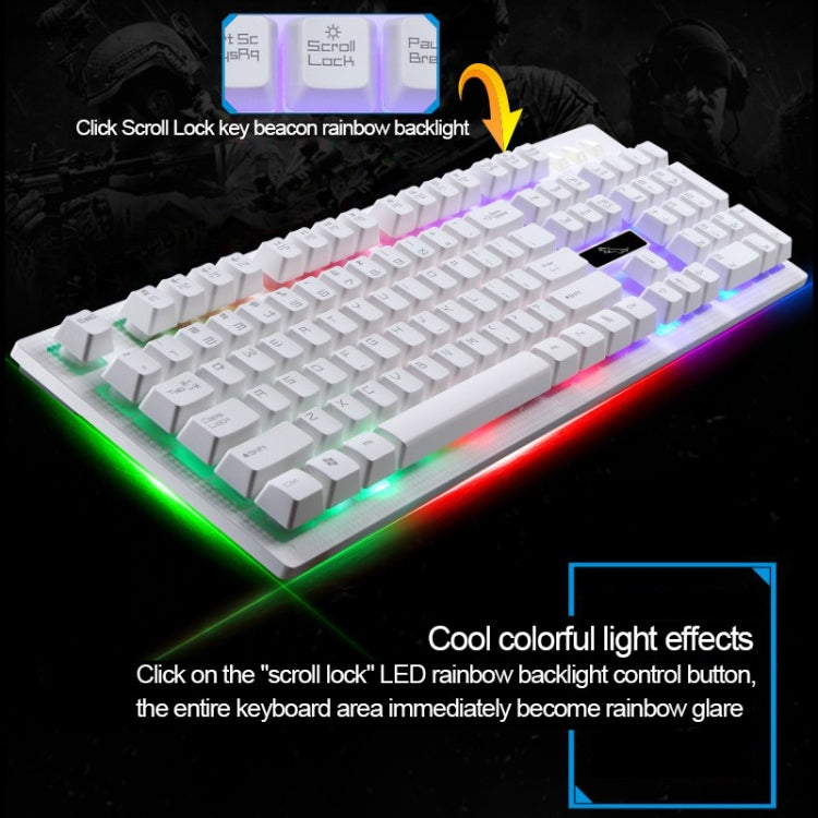 ZGB G20 1600 DPI Tastiera a sospensione meccanica professionale cablata luminosa + kit mouse ottico per laptop, PC