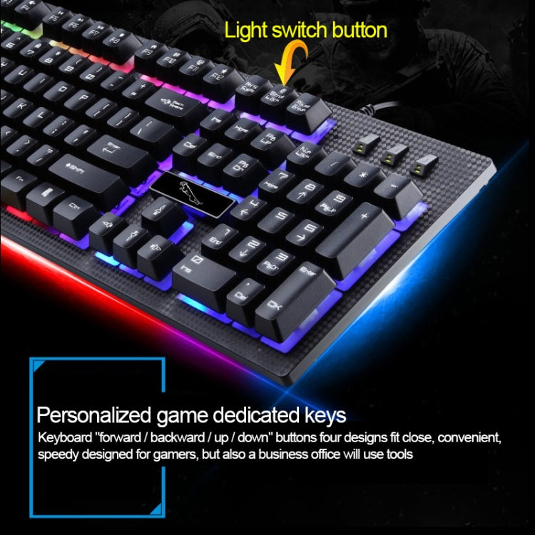 ZGB G20 1600 DPI Tastiera a sospensione meccanica professionale cablata luminosa + kit mouse ottico per laptop, PC