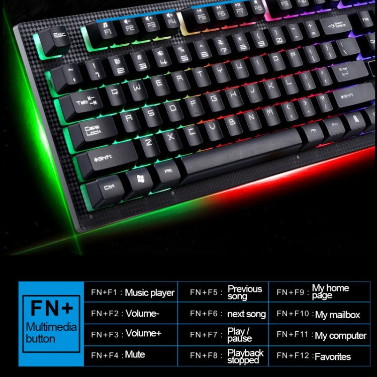 ZGB G20 1600 DPI Tastiera a sospensione meccanica professionale cablata luminosa + kit mouse ottico per laptop, PC
