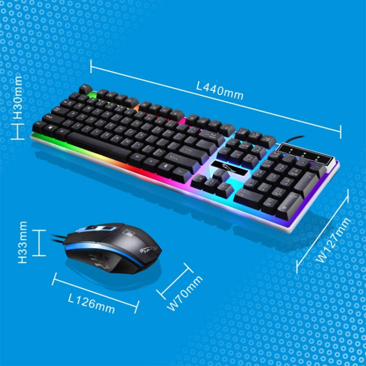 ZGB G21 1600 DPI Professionale Wired Retroilluminazione colorata Tastiera a sospensione meccanica + Kit mouse ottico per laptop, PC