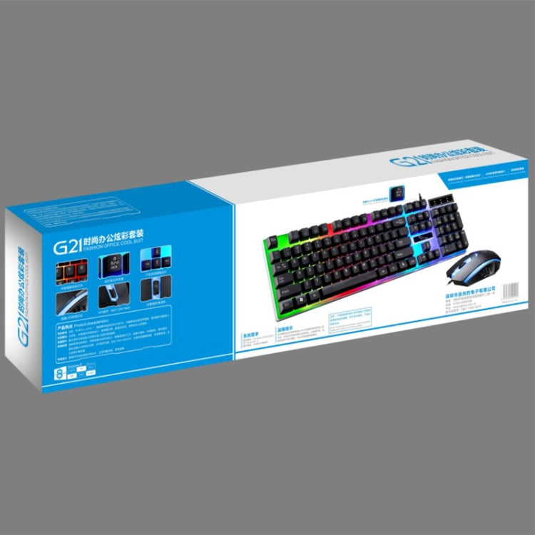 ZGB G21 1600 DPI Professionale Wired Retroilluminazione colorata Tastiera a sospensione meccanica + Kit mouse ottico per laptop, PC