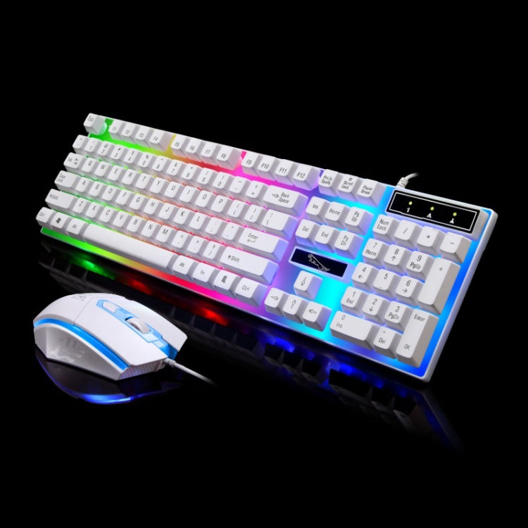 ZGB G21 1600 DPI Professionale Wired Retroilluminazione colorata Tastiera a sospensione meccanica + Kit mouse ottico per laptop, PC