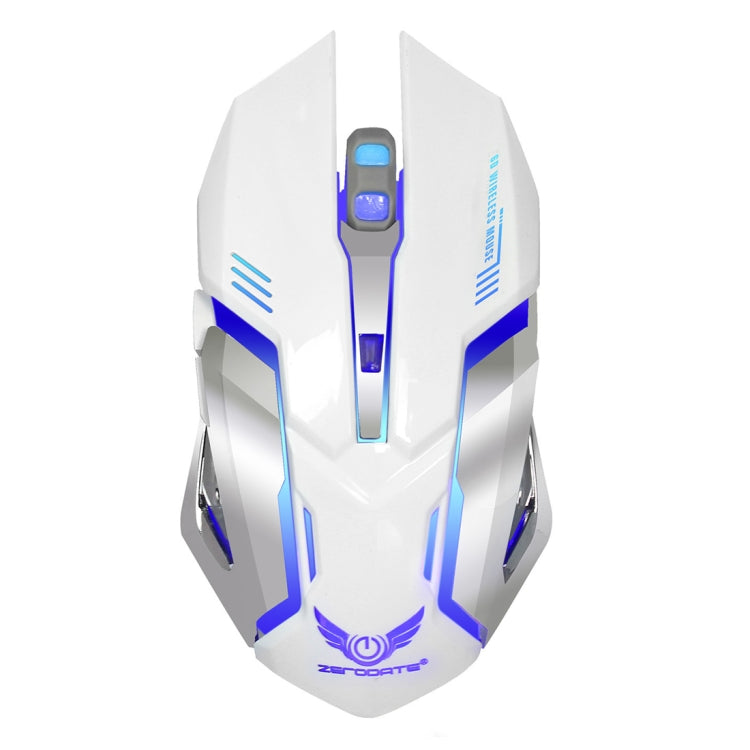 Mouse da gioco ottico ergonomico regolabile ZERODATE X70 2,4 GHz wireless a 6 tasti 2400 DPI con luce respiratoria, X70 Black, X70 White