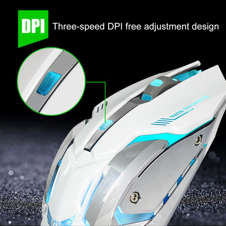 Mouse da gioco ottico ergonomico regolabile ZERODATE X70 2,4 GHz wireless a 6 tasti 2400 DPI con luce respiratoria, X70 Black, X70 White