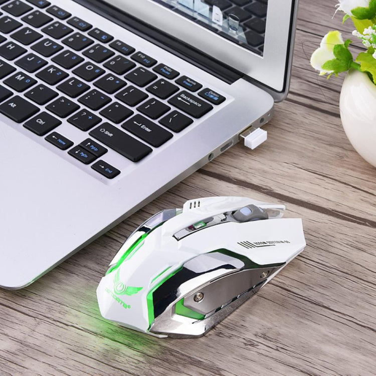 Mouse da gioco ottico ergonomico regolabile ZERODATE X70 2,4 GHz wireless a 6 tasti 2400 DPI con luce respiratoria, X70 Black, X70 White