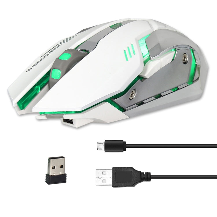 Mouse da gioco ottico ergonomico regolabile ZERODATE X70 2,4 GHz wireless a 6 tasti 2400 DPI con luce respiratoria, X70 Black, X70 White