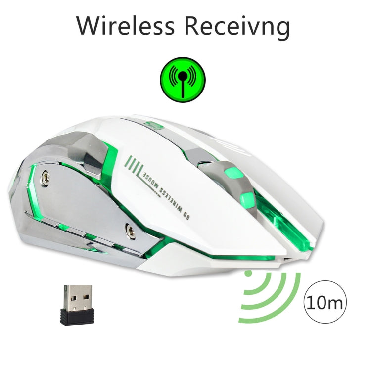 Mouse da gioco ottico ergonomico regolabile ZERODATE X70 2,4 GHz wireless a 6 tasti 2400 DPI con luce respiratoria, X70 Black, X70 White