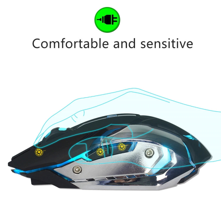 Mouse da gioco ottico ergonomico regolabile ZERODATE X70 2,4 GHz wireless a 6 tasti 2400 DPI con luce respiratoria, X70 Black, X70 White