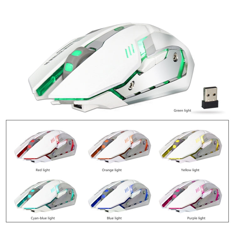 Mouse da gioco ottico ergonomico regolabile ZERODATE X70 2,4 GHz wireless a 6 tasti 2400 DPI con luce respiratoria, X70 Black, X70 White