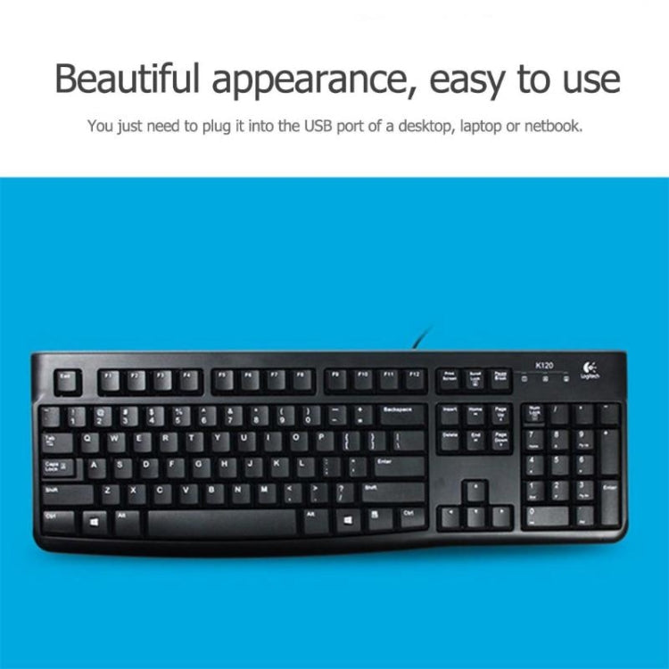 Tastiera cablata Logitech K120 USB impermeabile Splash per computer desktop/laptop, Logitech K120