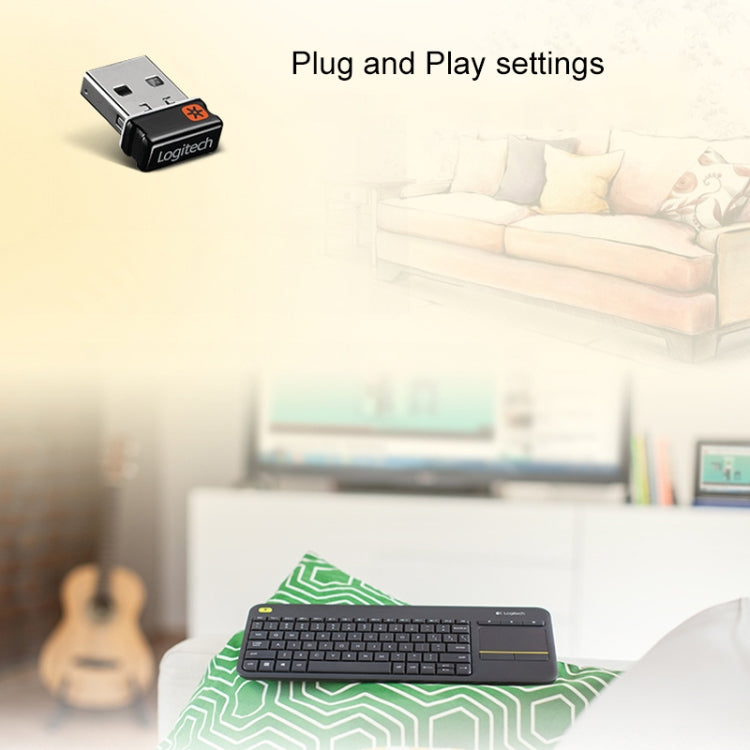 Tastiera touch control wireless Logitech K400 Plus da 2,4 GHz, portata wireless: 10 m, Logitech K400 Plus
