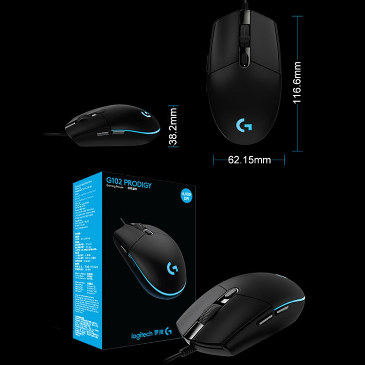 Logitech G102 Mouse da gioco ottico cablato regolabile a cinque velocità RGB luminoso da 6.000 DPI a 6 tasti, lunghezza: 2 m, G102, G102 (White)