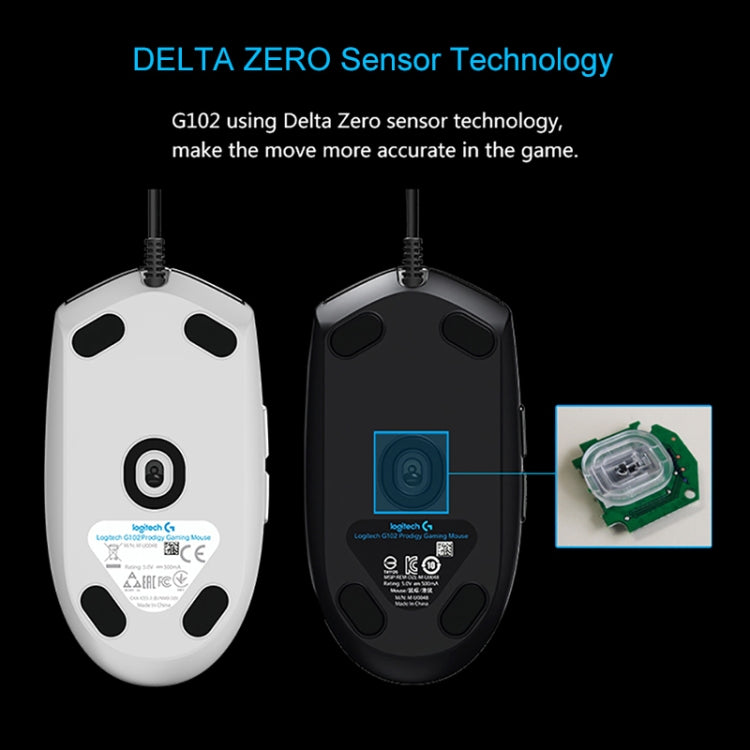 Logitech G102 Mouse da gioco ottico cablato regolabile a cinque velocità RGB luminoso da 6.000 DPI a 6 tasti, lunghezza: 2 m, G102, G102 (White)