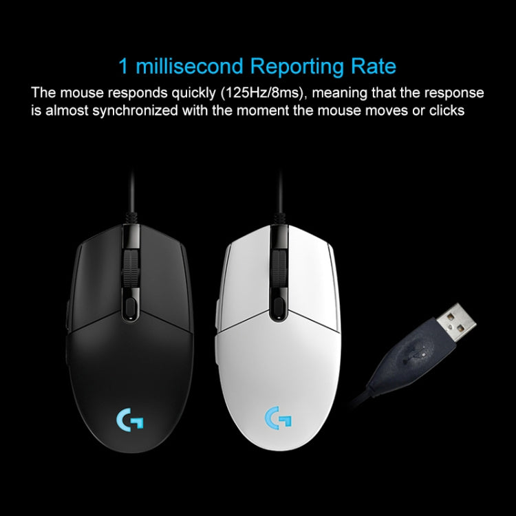 Logitech G102 Mouse da gioco ottico cablato regolabile a cinque velocità RGB luminoso da 6.000 DPI a 6 tasti, lunghezza: 2 m, G102, G102 (White)