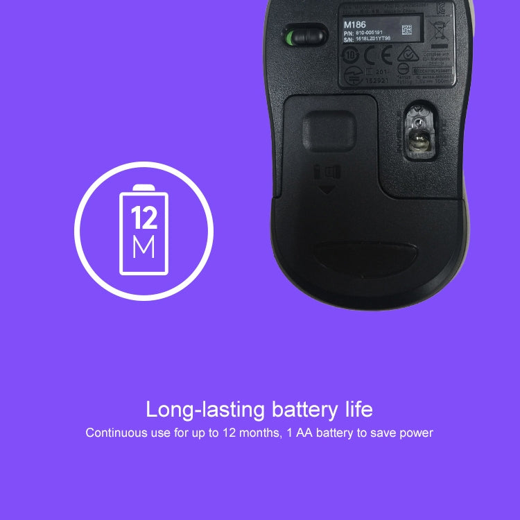 Logitech M186 Mouse wireless per ufficio Computer desktop portatile USB a risparmio energetico universale