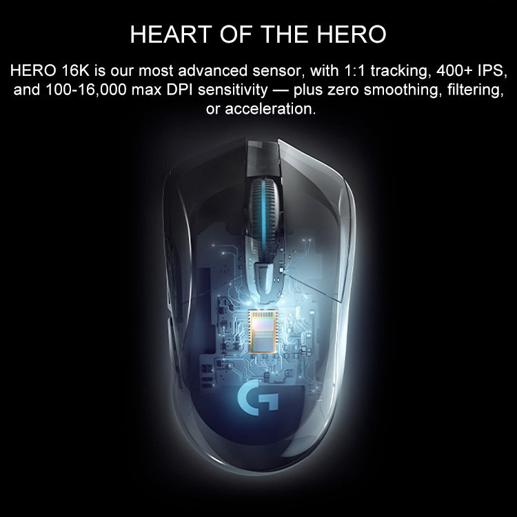 Logitech G703 LIGHTSPEED 16000 DPI 6 pulsanti programmabili Sensore HERO 16K Mouse da gioco ottico wireless con retroilluminazione RGB