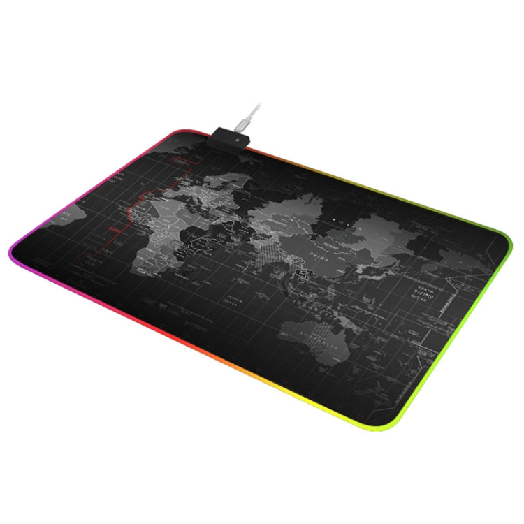 Tappetino per mouse illuminato con motivo mappa del mondo del computer, dimensioni: 35 x 25 x 0,4 cm, 35 x 25 x 0.4cm