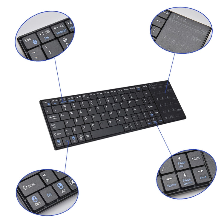 K-07 Tastiera touch Bluetooth ricaricabile wireless ABS, K-07