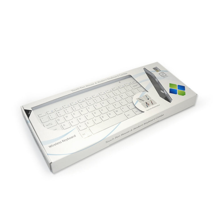 Set mouse ottico wireless con penna stilo intelligente KM-909 da 2,4 GHz + set tastiera wireless, Set White, Set Black
