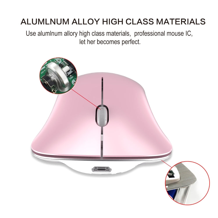 HXSJ T23F Bluetooth + 2,4 GHz Wireless Dual Mode Mouse ottico ergonomico regolabile a 4 tasti 1600 DPI, T23F Pink