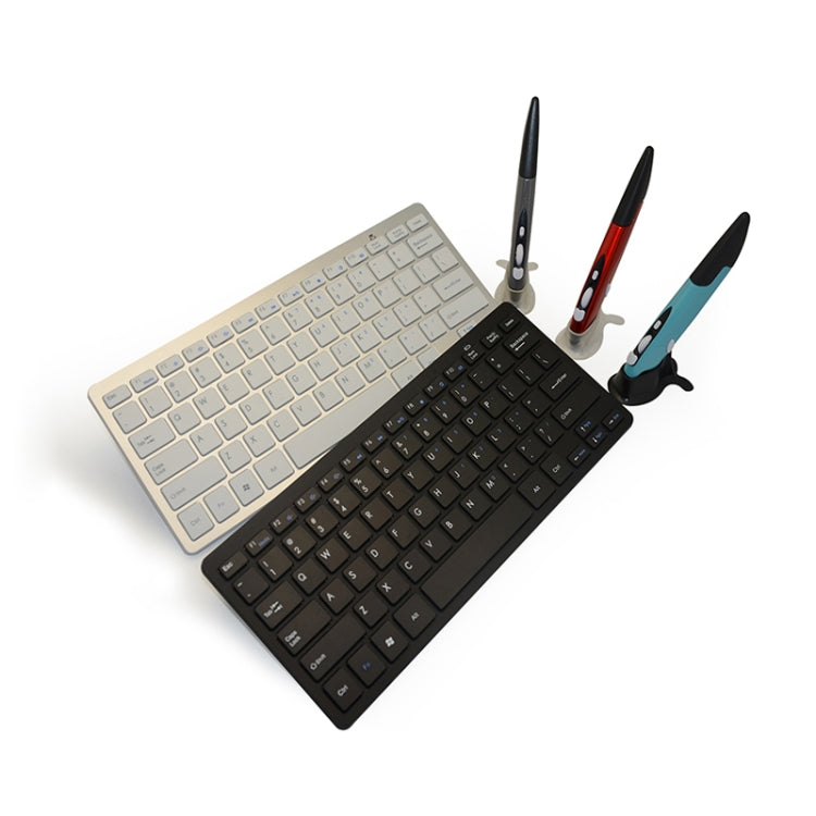 Tastiera multimediale wireless KM-808 da 2,4 GHz + mouse ottico wireless con ricevitore USB impostato per computer PC portatile, consegna colore mouse casuale, KM-808 Keyboard + Pen Mouse (White), KM-808 Keyboard + Pen Mouse (Black)