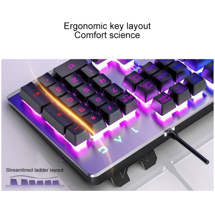 YINDIAO K002 Tastiera retroilluminata RGB con sensazione meccanica cablata USB + set mouse ottico silenzioso, RGB Backlight / Black, RGB Backlight / Silent / Black, Orange Backlight / Black, RGB Backlight / White