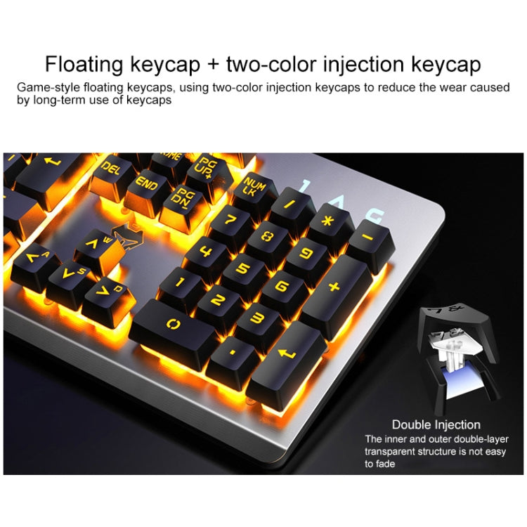 YINDIAO K002 Tastiera retroilluminata RGB con sensazione meccanica cablata USB + set mouse ottico silenzioso, RGB Backlight / Black, RGB Backlight / Silent / Black, Orange Backlight / Black, RGB Backlight / White