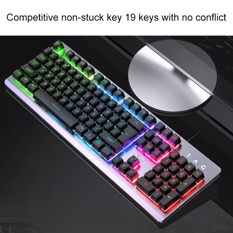 YINDIAO K002 Tastiera retroilluminata RGB con sensazione meccanica cablata USB + set mouse ottico silenzioso, RGB Backlight / Black, RGB Backlight / Silent / Black, Orange Backlight / Black, RGB Backlight / White