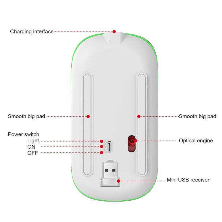 Mouse silenzioso wireless colorato HXSJ M40 a 4 tasti 2.4G