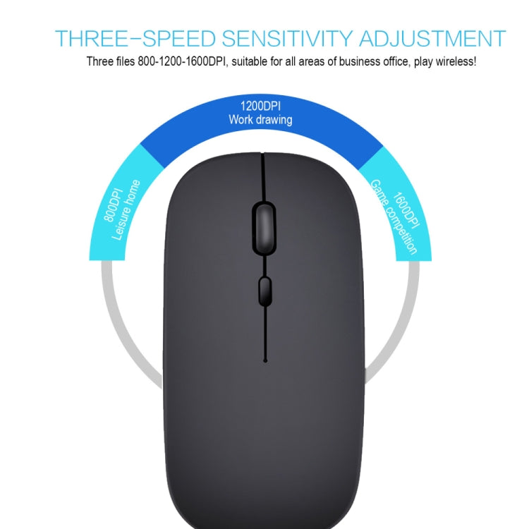 Mouse ottico silenzioso regolabile a tre velocità wireless HXSJ M80 da 2,4 GHz 1600 DPI, Black, Grey, Gold, Rose Gold, Silver, White