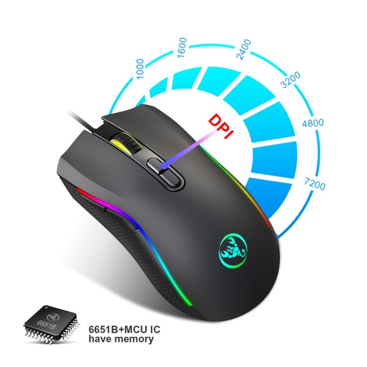 HXSJ A869 Type-C 7200 dpi 6 modalità regolabile 7 tasti RGB con luce da gioco cablata, A869RGB-TYPE-C