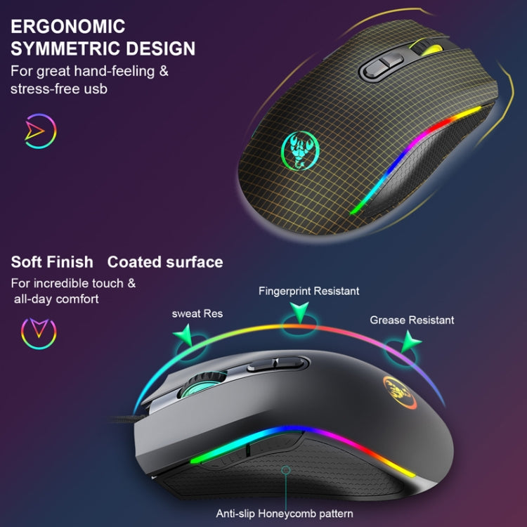HXSJ A869 Type-C 7200 dpi 6 modalità regolabile 7 tasti RGB con luce da gioco cablata, A869RGB-TYPE-C