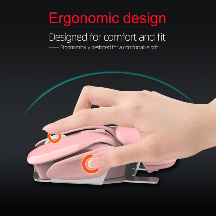 Mouse silenzioso wireless regolabile in 3 modalità HXSJ T37 da 2,4 GHz 1600 dpi, T37 Pink, T37 Black
