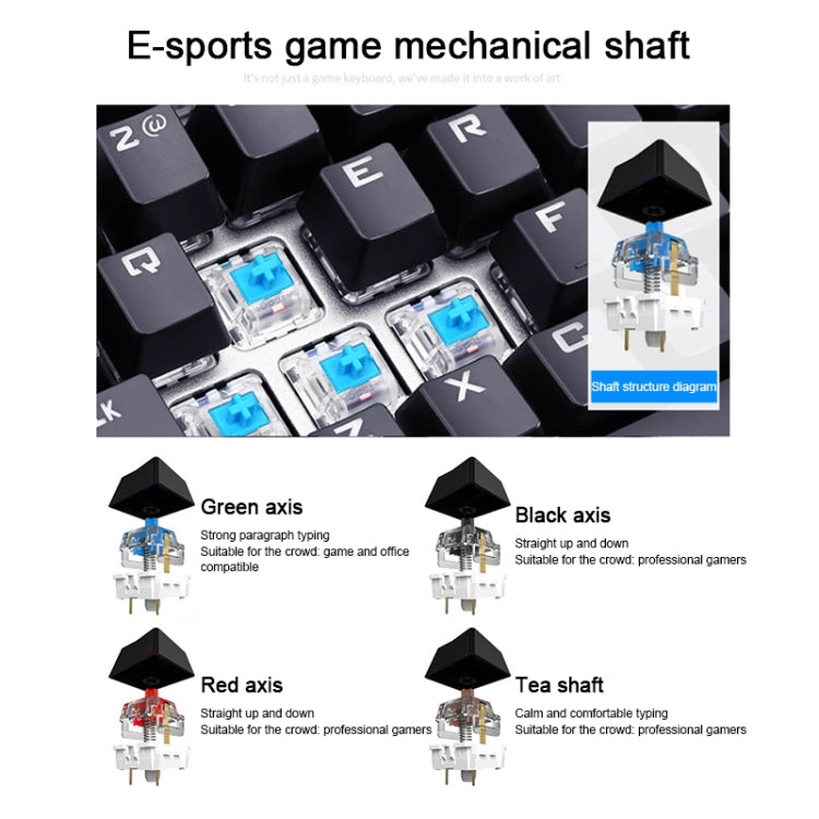 AULA S2016 Tastiera da gioco USB cablata con pannello metallico, interruttore blu meccanico, 104 tasti, luce miscelata, lunghezza: 1,6 m, Square Key (Blue Switch)