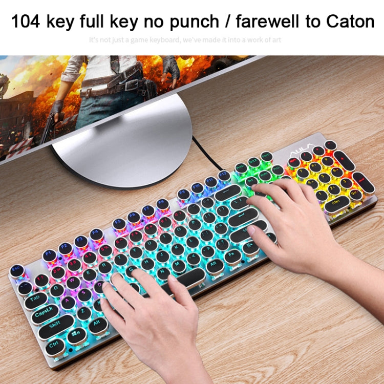 AULA S2016 Tastiera da gioco USB cablata con pannello metallico, interruttore blu meccanico, 104 tasti, luce miscelata, lunghezza: 1,6 m, Square Key (Blue Switch)