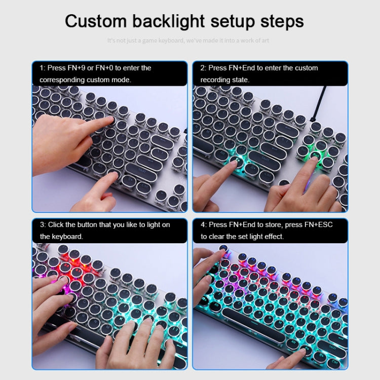 AULA S2016 Tastiera da gioco USB cablata con pannello metallico, interruttore blu meccanico, 104 tasti, luce miscelata, lunghezza: 1,6 m, Square Key (Blue Switch)