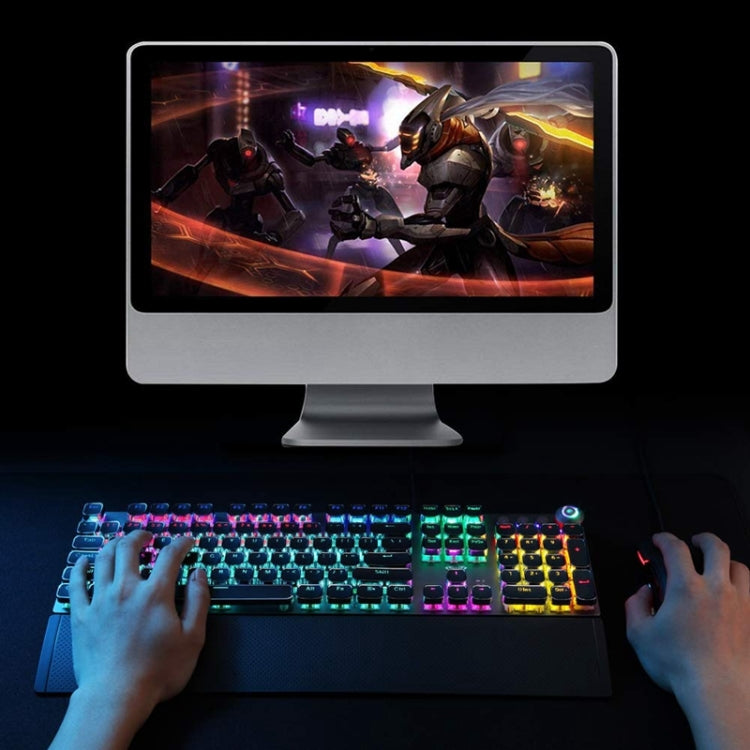 AULA F2088 Tastiera da gioco USB cablata con interruttore blu meccanico a 108 tasti a luce mista con pulsante in metallo, Blue Switch Black