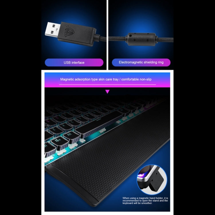 AULA F2088 Tastiera da gioco USB cablata con interruttore blu meccanico a 108 tasti a luce mista con pulsante in metallo, Blue Switch Black