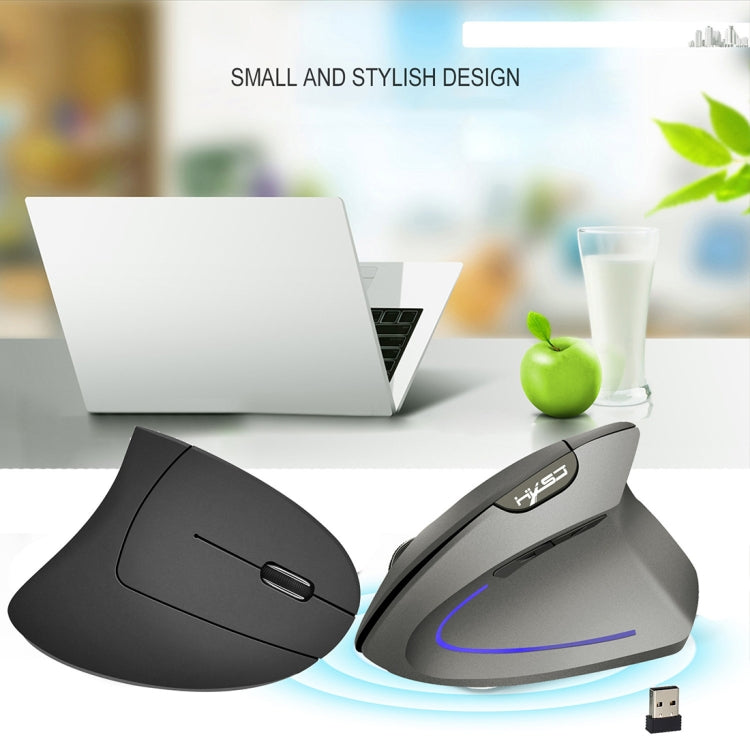 Mouse verticale ottico wireless HXSJ T22 da 2,4 GHz a 4 tasti 2400 DPI con ergonomia regolabile, 4 Buttons T22 Black, 4 Buttons T22 Grey