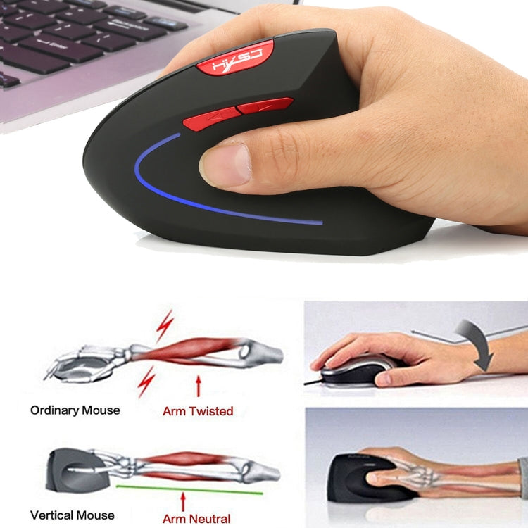 Mouse verticale ottico wireless HXSJ T22 da 2,4 GHz a 4 tasti 2400 DPI con ergonomia regolabile, 4 Buttons T22 Black, 4 Buttons T22 Grey
