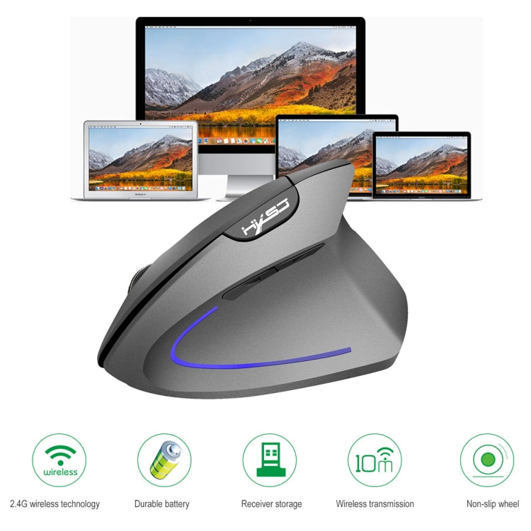 Mouse verticale ottico wireless HXSJ T22 da 2,4 GHz a 4 tasti 2400 DPI con ergonomia regolabile, 4 Buttons T22 Black, 4 Buttons T22 Grey