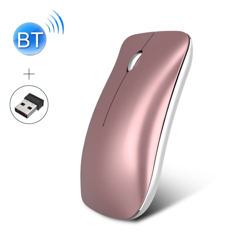 HXSJ T23 Bluetooth 5.0 + Bluetooth 3.0 + 2,4 GHz Wireless Tre modalità Mouse ottico ergonomico regolabile a 4 tasti 1600 DPI, T23 Black, T23 Gold, T23 Blue