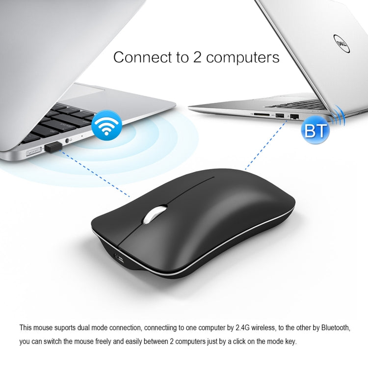 HXSJ T23 Bluetooth 5.0 + Bluetooth 3.0 + 2,4 GHz Wireless Tre modalità Mouse ottico ergonomico regolabile a 4 tasti 1600 DPI, T23 Black, T23 Gold, T23 Blue